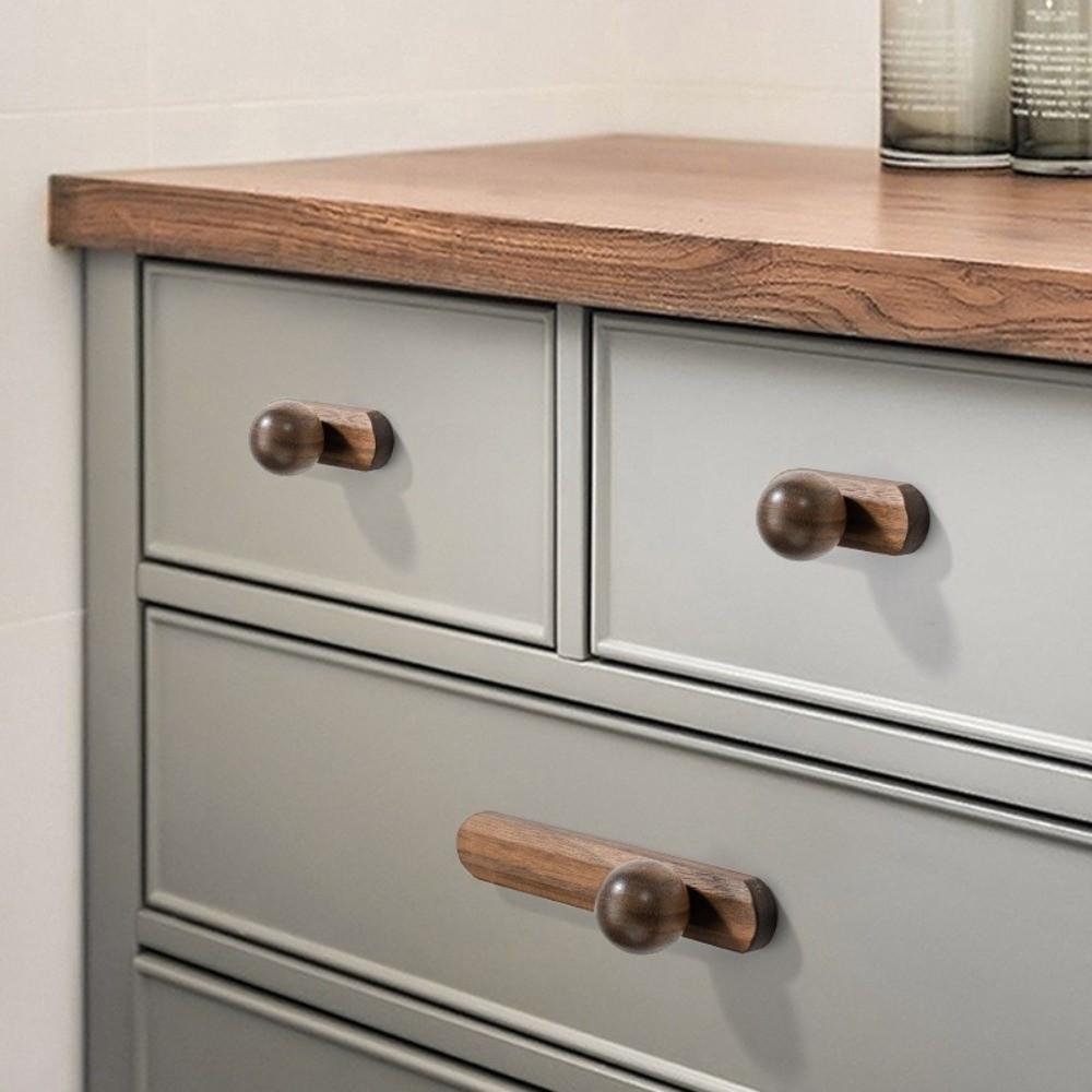 Cabinet Knob Round - Neue Schrankgriffe im nordischen Stil, Walnussholz,