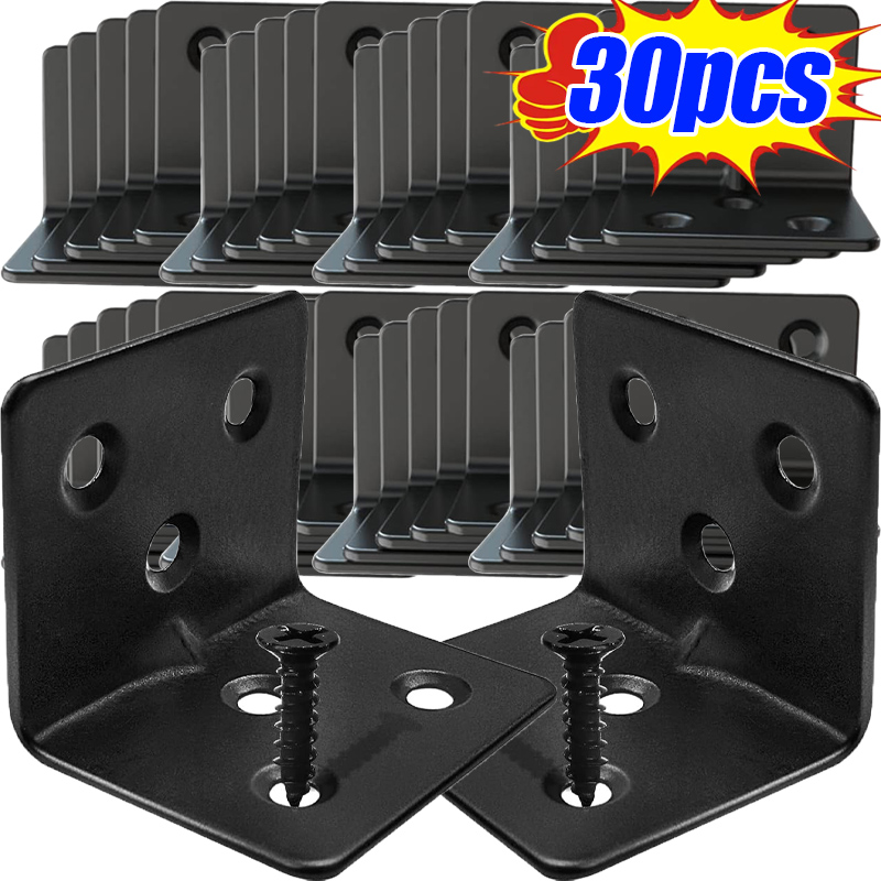 Furniture Hardware Black - 10/30 Stück schwarze L-förmige rechtwinklige Eckcode