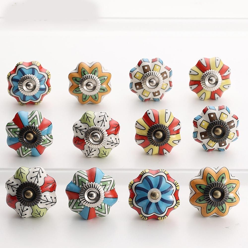 Cabinet Knob Round - Retro Einloch-Keramik-Kürbisgriff, rund, Vintage-Stil, Schrankknopf, europäischer