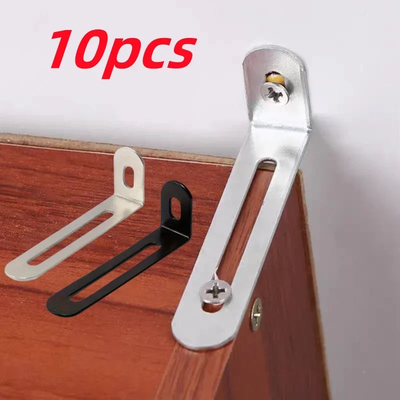 Furniture Hardware Black - 10 Stück L-förmige, verstellbare Winkelhalterungen in