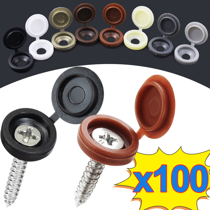 Furniture Hardware Black - 10/500 Stück Schrauben-Dekorkappen, Kunststoff-Schutzabdeckungen in Schwarz