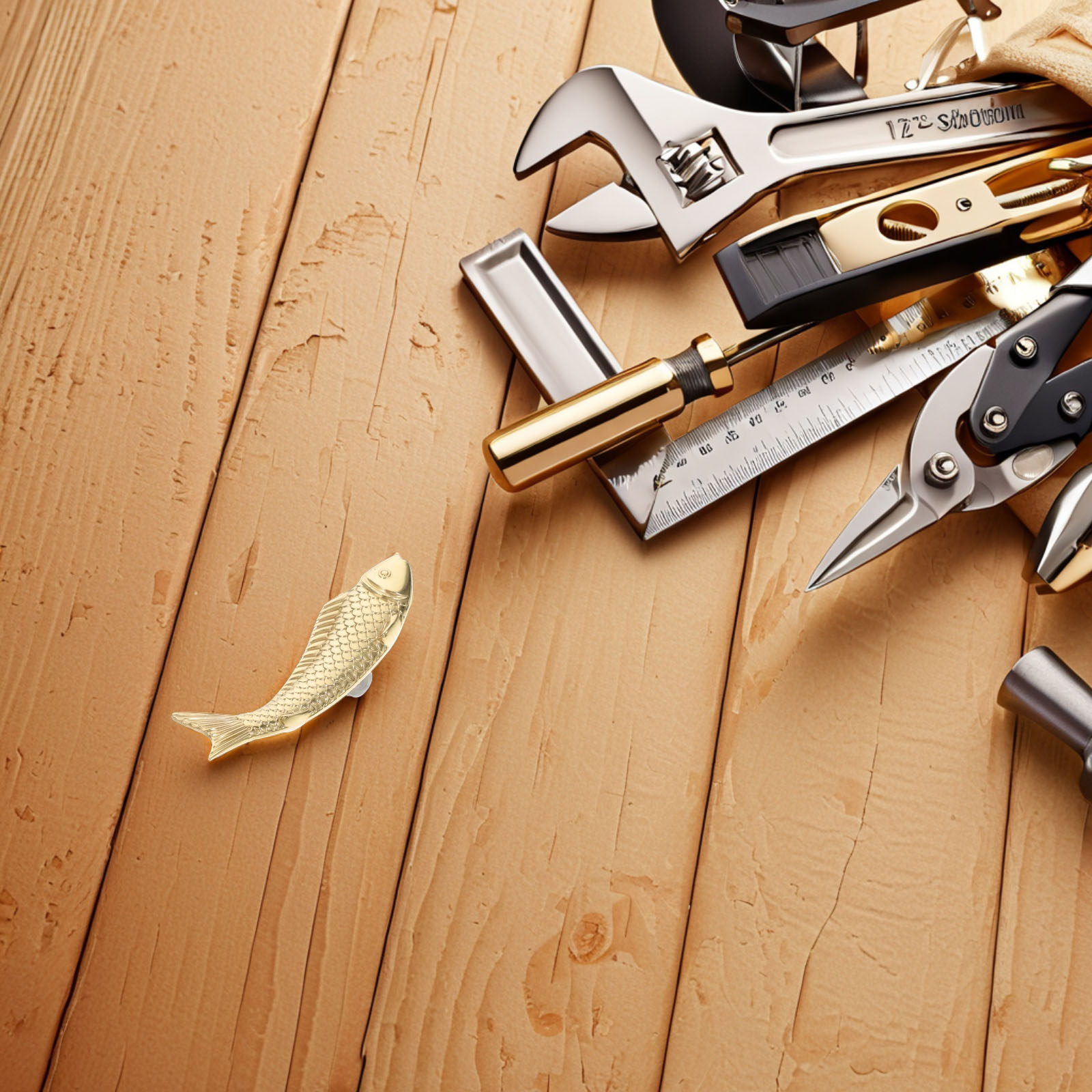 Unique Furniture Hardware Pulls - Dekorative Messing-Fischgriff-Griffe für Schubladen, Schränke, Kleiderschränke,