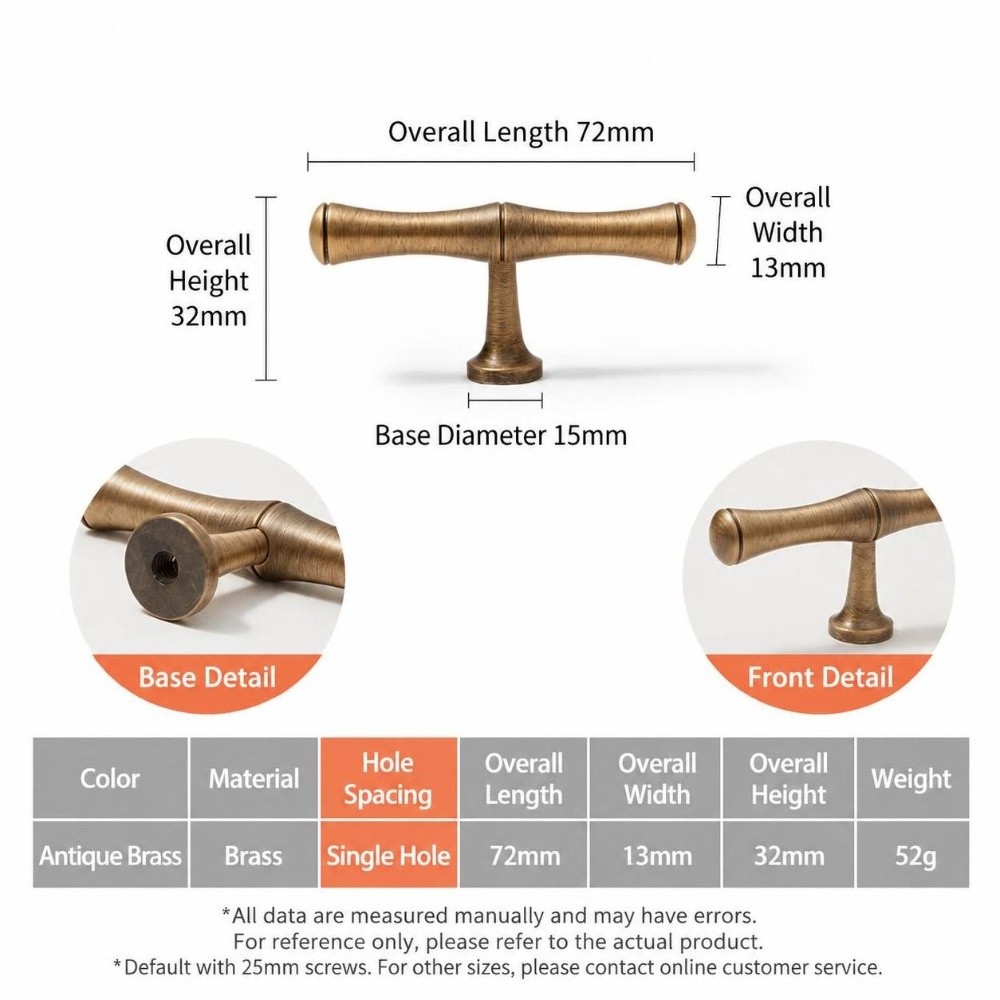 Unique Furniture Hardware Pulls - Einzigartige Massiv-Messing-Schranktürgriffe in Bambusform, Langlebige Möbelbeschläge,